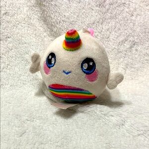 Squeezamals Rainbow Narwhal Clip On Plush